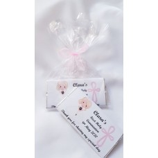 First Communion blond girl with pink chalice Personalised chocolate bar