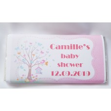 Birds and butterflies christening or baby shower personalised chocolate bar