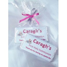 Girl First Communion Personalized Chocolate Bar with Stripes