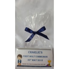 Holy Communion Boy Personalised Chocolate Bar with Frame