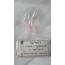 Pink Frame Girl Communion Personalised Chocolate Bar