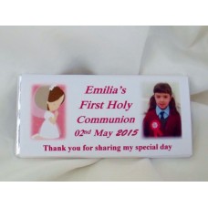 First communion Chocolate bar with Photo (Girl)